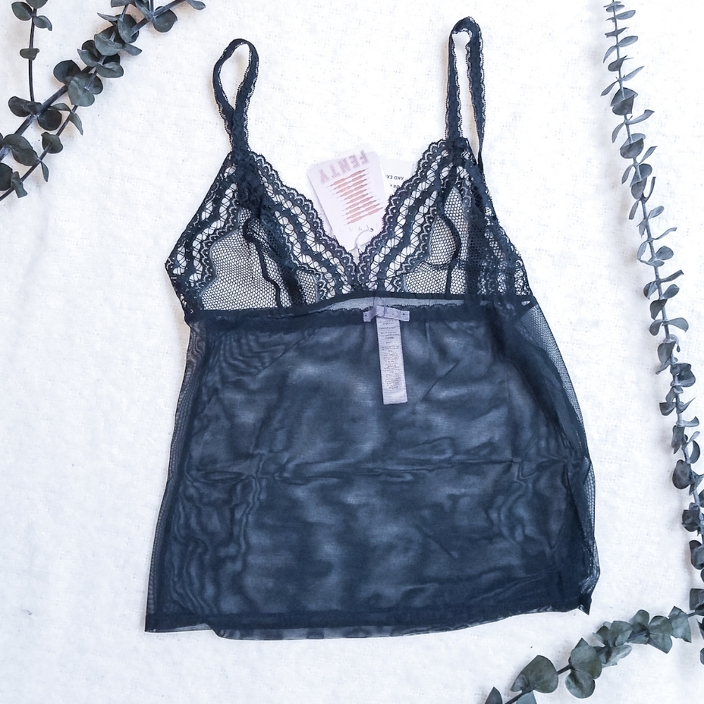 SAVAGE X FENTY Fishnet And Lace Cami In Black - Picture 6 of 8